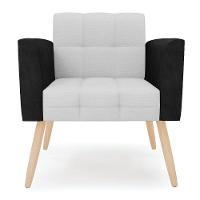 Poltrona Pés Palito Natural Kit 2 Elisa Preto-linho Cinza A05 D03 - D'rossi - 5