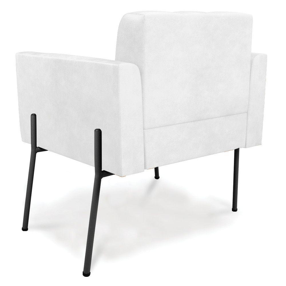 Poltrona Pé De Ferro Preto Para Sala Kit 2 Elisa Corano D03 - D'rossi Cor Branco - 3