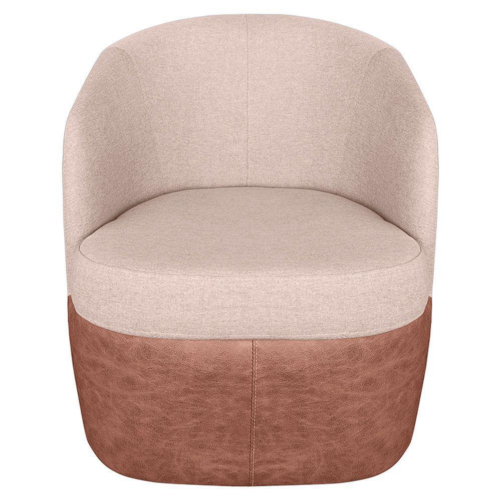 Poltrona Base Giratória Suécia Corano Nozes Com Linho Areia K01 - D'rossi - 5