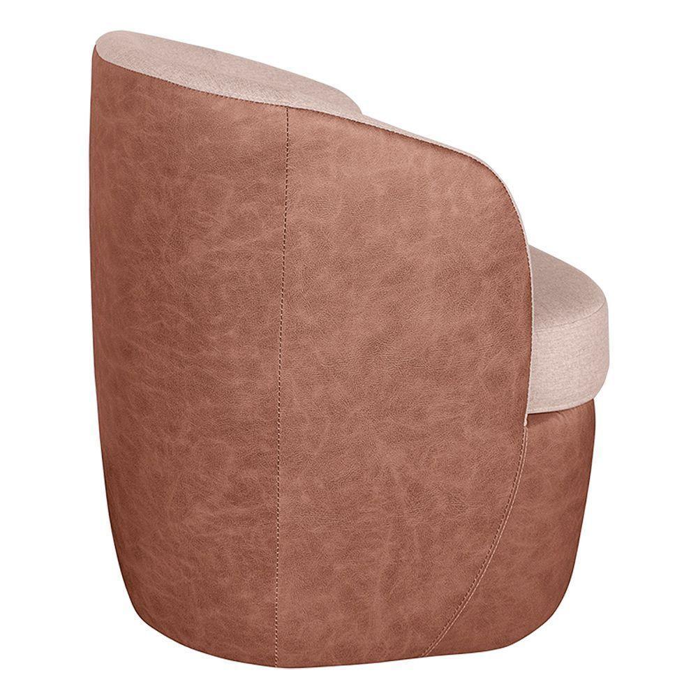 Poltrona Base Giratória Suécia Corano Nozes Com Linho Areia K01 - D'rossi - 7