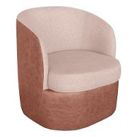 Poltrona Base Giratória Suécia Corano Nozes Com Linho Areia K01 - D'rossi - 1