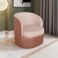 Poltrona Base Giratória Suécia Corano Nozes Com Linho Areia K01 - D'rossi - 6