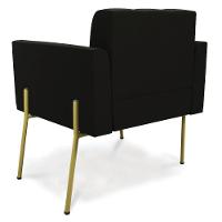 Poltrona Pé De Ferro Dourado Para Sala Elisa Suede D03 - D'rossi Cor Preto