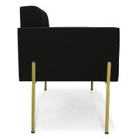 Poltrona Pé De Ferro Dourado Para Sala Elisa Suede D03 - D'rossi Cor Preto - 5