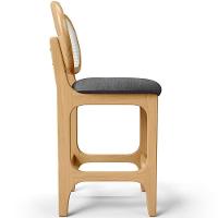 Kit 2 Banquetas Baixa Bar Cozinha Sala De Jantar Betta L02 Mel Tela Linho Cinza Escuro - Lyam Decor - 2