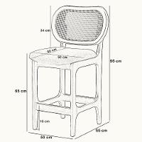 Kit 2 Banquetas Baixa Bar Cozinha Sala De Jantar Betta L02 Mel Tela Linho Cinza Escuro - Lyam Decor - 3