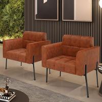 Poltrona Pé De Ferro Preto Para Sala Kit 2 Elisa Corano Nozes D03 - D'rossi - 6