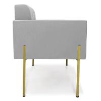 Poltrona Pé De Ferro Dourado Para Sala Elisa Suede D03 - D'rossi Cor Cinza - 5