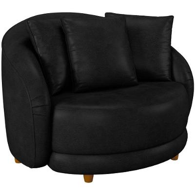 Poltrona Decorativa Witta M03 Base Fixa Couríssimo Preto Lyam Decor