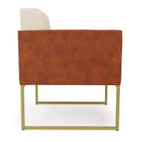 Poltrona Base Industrial Dourado Kit 2 Elisa Nozes-linho Bege A19 D03 - D'rossi - 7