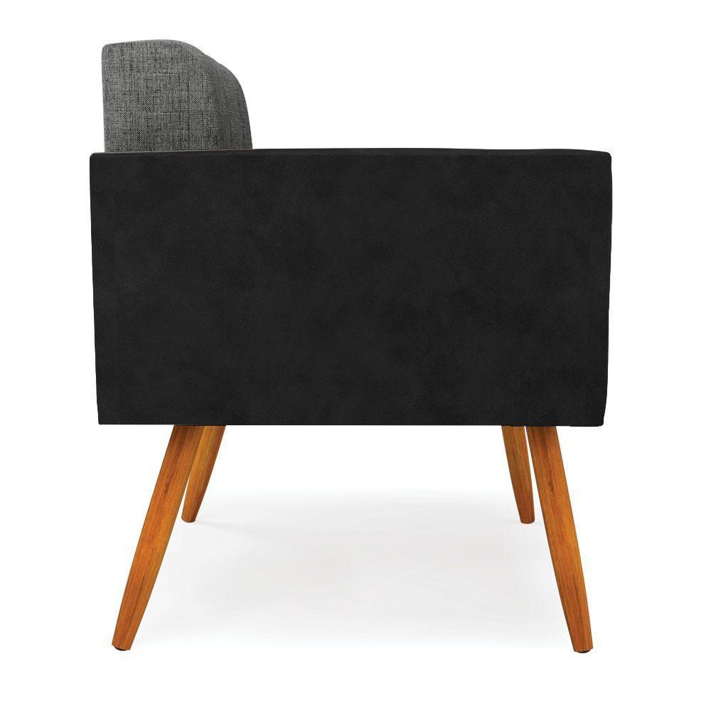 Poltrona Pés Palito Castanho Kit 2 Elisa Preto-linho Grafite A26 D03 - D'rossi - 7