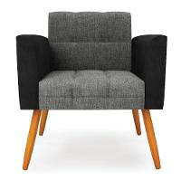 Poltrona Pés Palito Castanho Kit 2 Elisa Preto-linho Grafite A26 D03 - D'rossi - 5