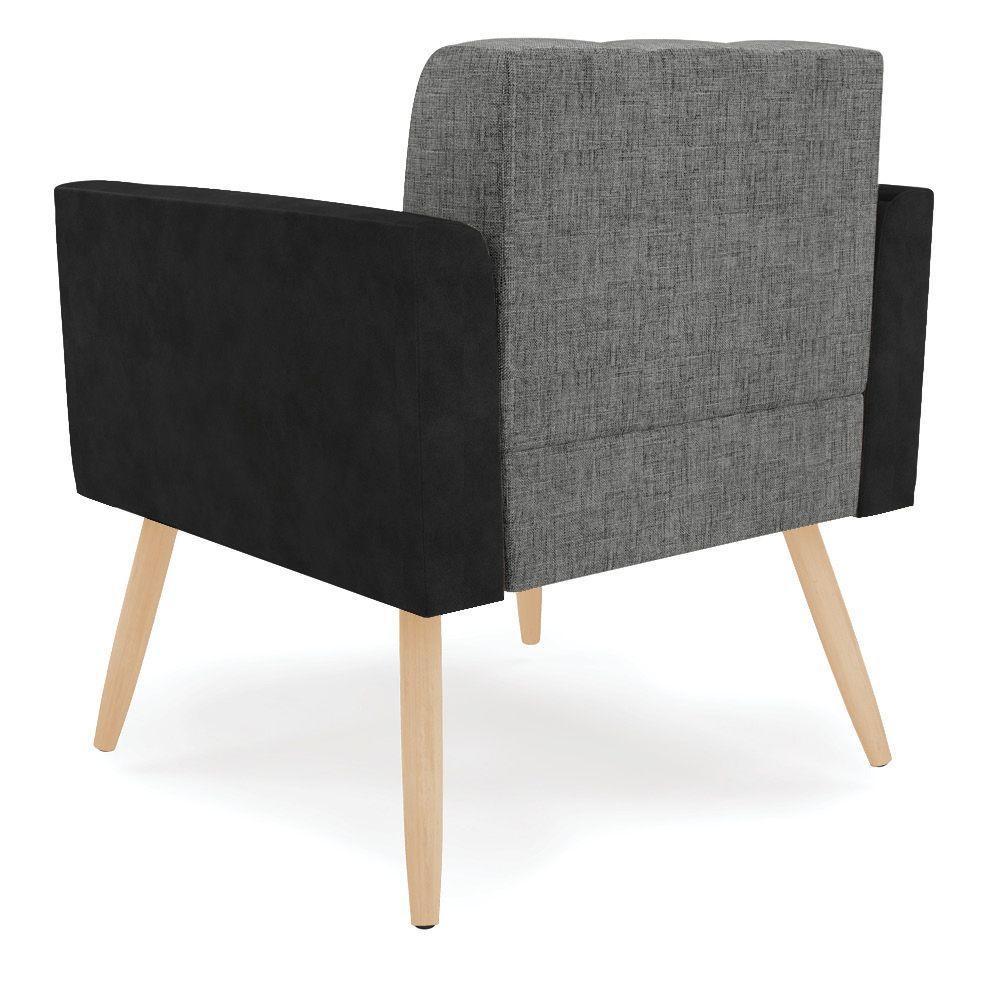 Poltrona Pés Palito Natural Elisa Preto-linho Grafite A26 D03 - D'rossi - 3