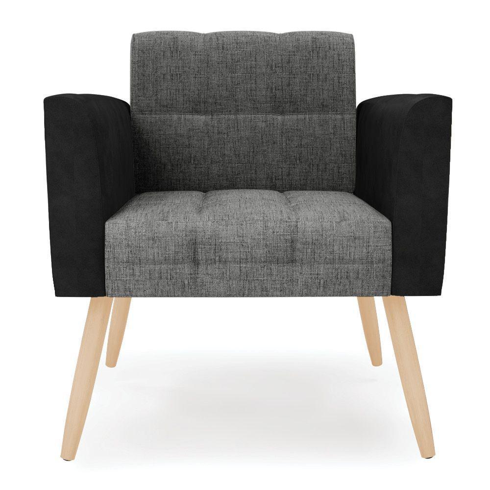 Poltrona Pés Palito Natural Elisa Preto-linho Grafite A26 D03 - D'rossi - 5