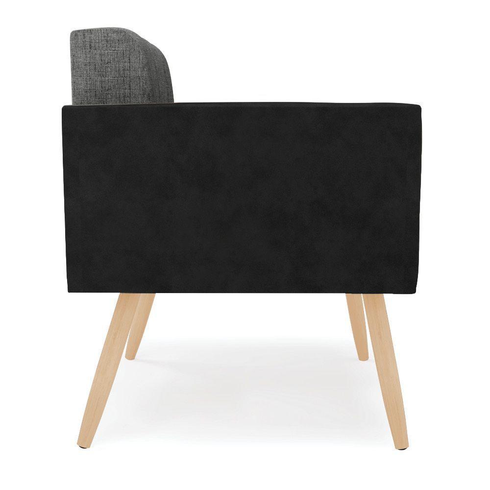 Poltrona Pés Palito Natural Elisa Preto-linho Grafite A26 D03 - D'rossi - 7