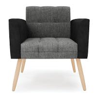 Poltrona Pés Palito Natural Elisa Preto-linho Grafite A26 D03 - D'rossi - 5