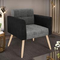 Poltrona Pés Palito Natural Elisa Preto-linho Grafite A26 D03 - D'rossi - 6