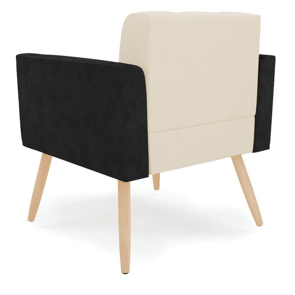 Poltrona Pés Palito Natural Elisa Preto-linho Bege A19 D03 - D'rossi - 3