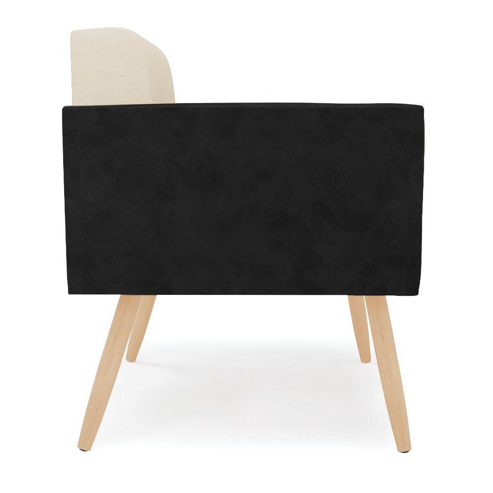 Poltrona Pés Palito Natural Elisa Preto-linho Bege A19 D03 - D'rossi - 7