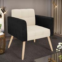 Poltrona Pés Palito Natural Elisa Preto-linho Bege A19 D03 - D'rossi - 6