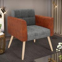 Poltrona Pés Palito Natural Elisa Nozes-linho Grafite A26 D03 - D'rossi - 6