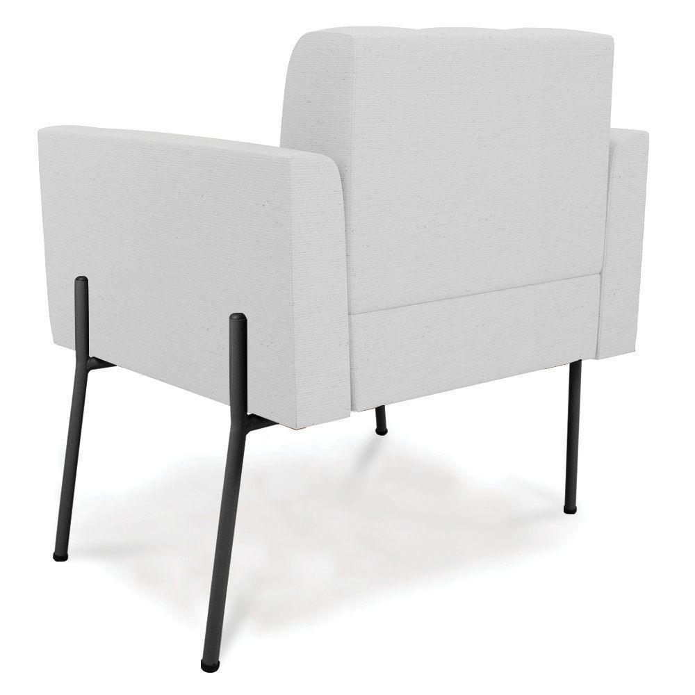 Poltrona Pé De Ferro Preto Para Sala Kit 2 Elisa Linho D03 - D'rossi Cor A05 Cinza - 3