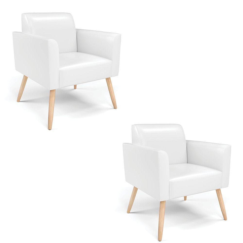 Kit 2 Poltronas Pés Palito Natural Marisa Corano Branco D03 - D'rossi - 1