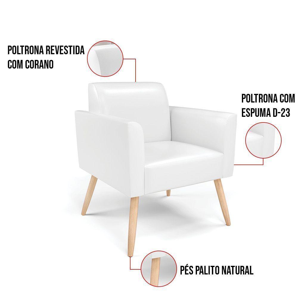 Kit 2 Poltronas Pés Palito Natural Marisa Corano Branco D03 - D'rossi - 2