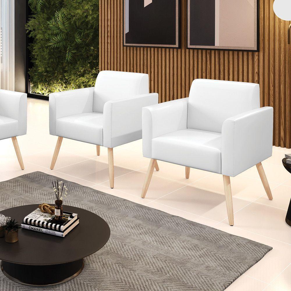 Kit 2 Poltronas Pés Palito Natural Marisa Corano Branco D03 - D'rossi - 6