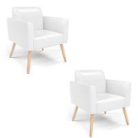 Kit 2 Poltronas Pés Palito Natural Marisa Corano Branco D03 - D'rossi - 1