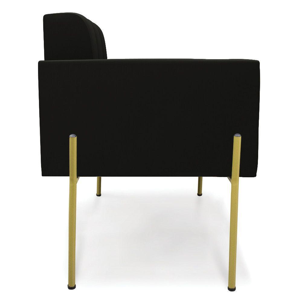 Poltrona Pé De Ferro Dourado Para Sala Kit 2 Elisa Suede D03 - D'rossi Cor Preto - 5