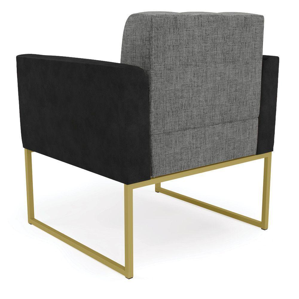 Poltrona Base Industrial Dourado Elisa Preto-linho Grafite A26 D03 - D'rossi - 3