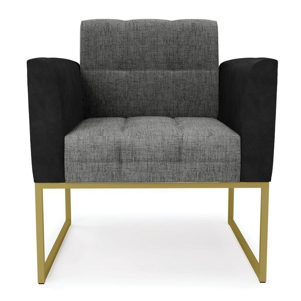 Poltrona Base Industrial Dourado Elisa Preto-linho Grafite A26 D03 - D'rossi - 5