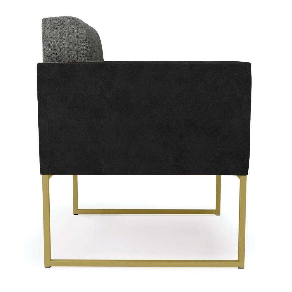 Poltrona Base Industrial Dourado Elisa Preto-linho Grafite A26 D03 - D'rossi - 7