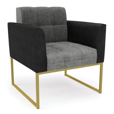 Poltrona Base Industrial Dourado Elisa Preto-linho Grafite A26 D03 - D'rossi