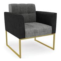 Poltrona Base Industrial Dourado Elisa Preto-linho Grafite A26 D03 - D'rossi - 1