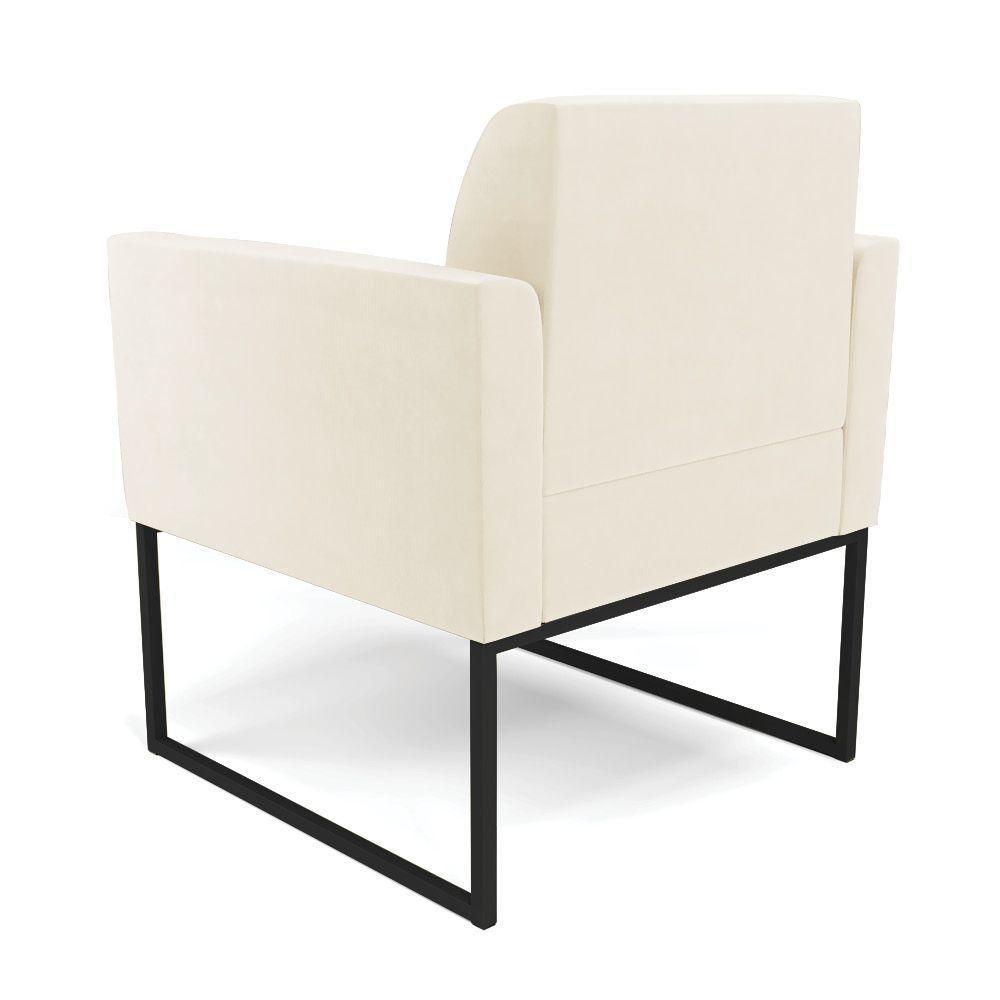 Kit 2 Poltronas Base Industrial Preto Marisa Veludo Bege D03 - D'rossi - 3