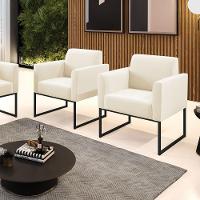 Kit 2 Poltronas Base Industrial Preto Marisa Veludo Bege D03 - D'rossi - 6