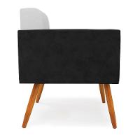 Poltrona Pés Palito Castanho Kit 2 Elisa Preto-linho Cinza A05 D03 - D'rossi - 7