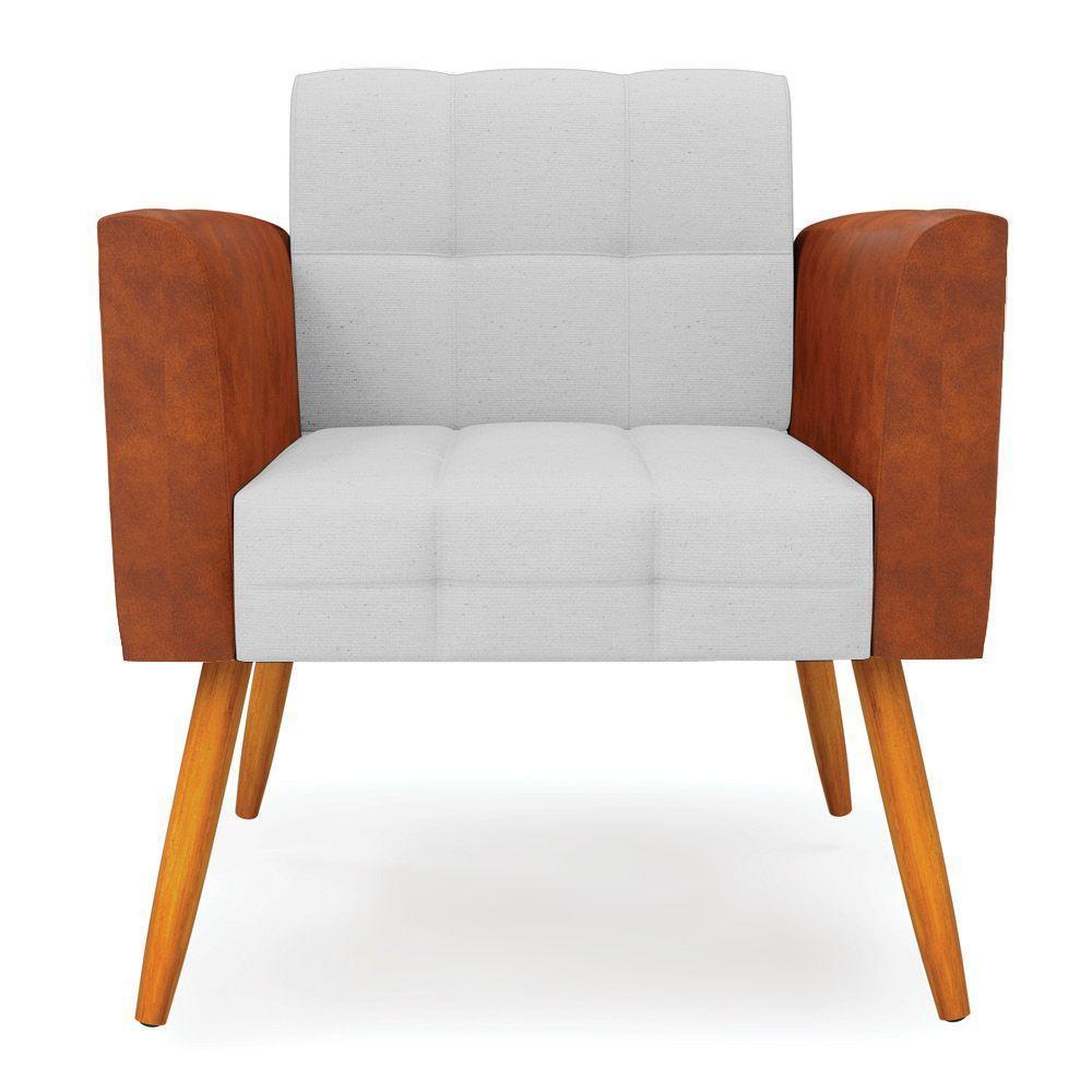 Poltrona Pés Palito Castanho Elisa Nozes-linho Cinza A05 D03 - D'rossi - 5