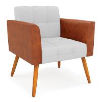 Poltrona Pés Palito Castanho Elisa Nozes-linho Cinza A05 D03 - D'rossi - 1