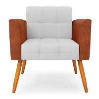 Poltrona Pés Palito Castanho Elisa Nozes-linho Cinza A05 D03 - D'rossi - 5