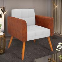 Poltrona Pés Palito Castanho Elisa Nozes-linho Cinza A05 D03 - D'rossi - 6