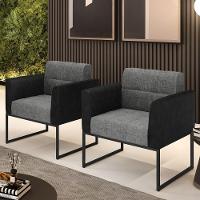 Poltrona Base Industrial Preto Kit 2 Elisa Preto-linho Grafite A26 D03 - D'rossi - 6