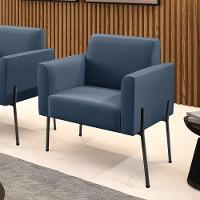 Poltrona Pé De Ferro Preto Para Sala Elisa Suede - D'rossi Cor Azul Marinho - 6