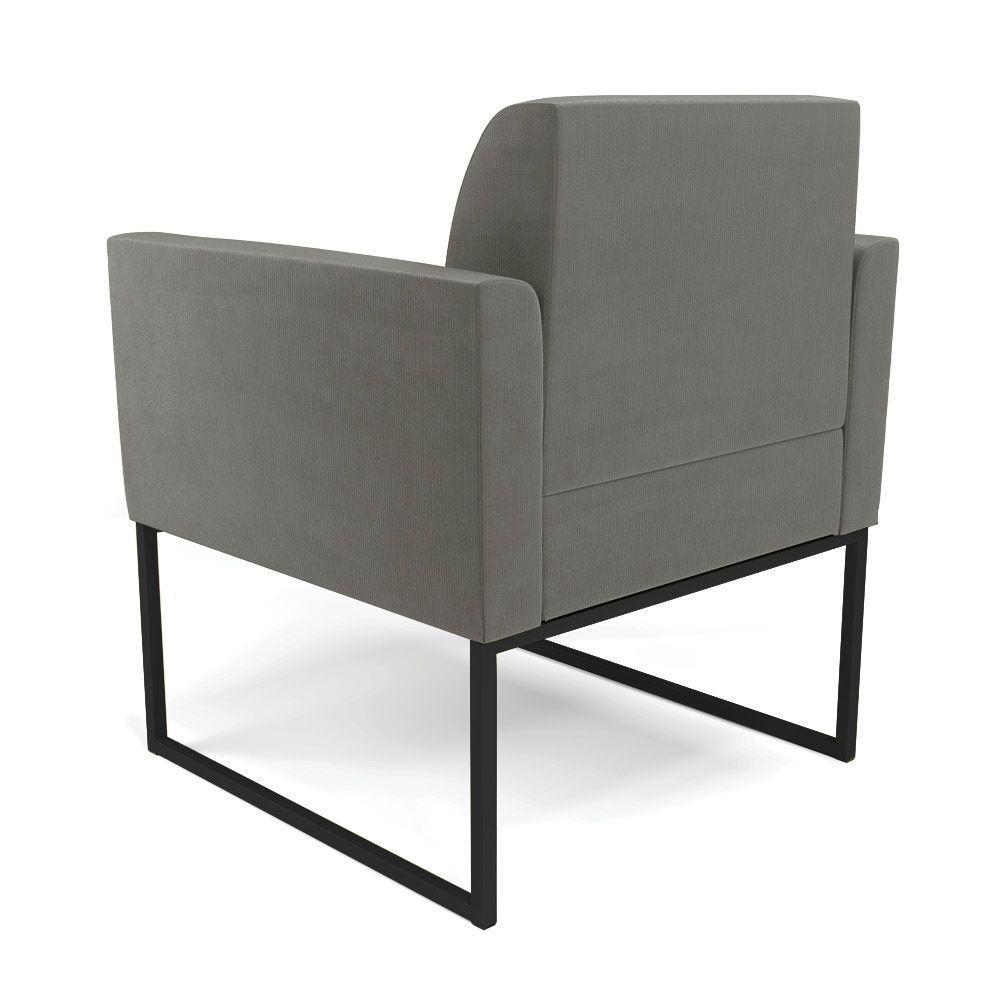 Kit 2 Poltronas Base Industrial Preto Marisa Suede Grafite D03 - D'rossi - 6