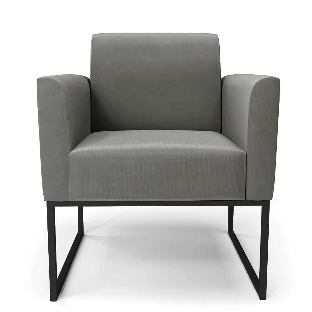 Kit 2 Poltronas Base Industrial Preto Marisa Suede Grafite D03 - D'rossi - 7