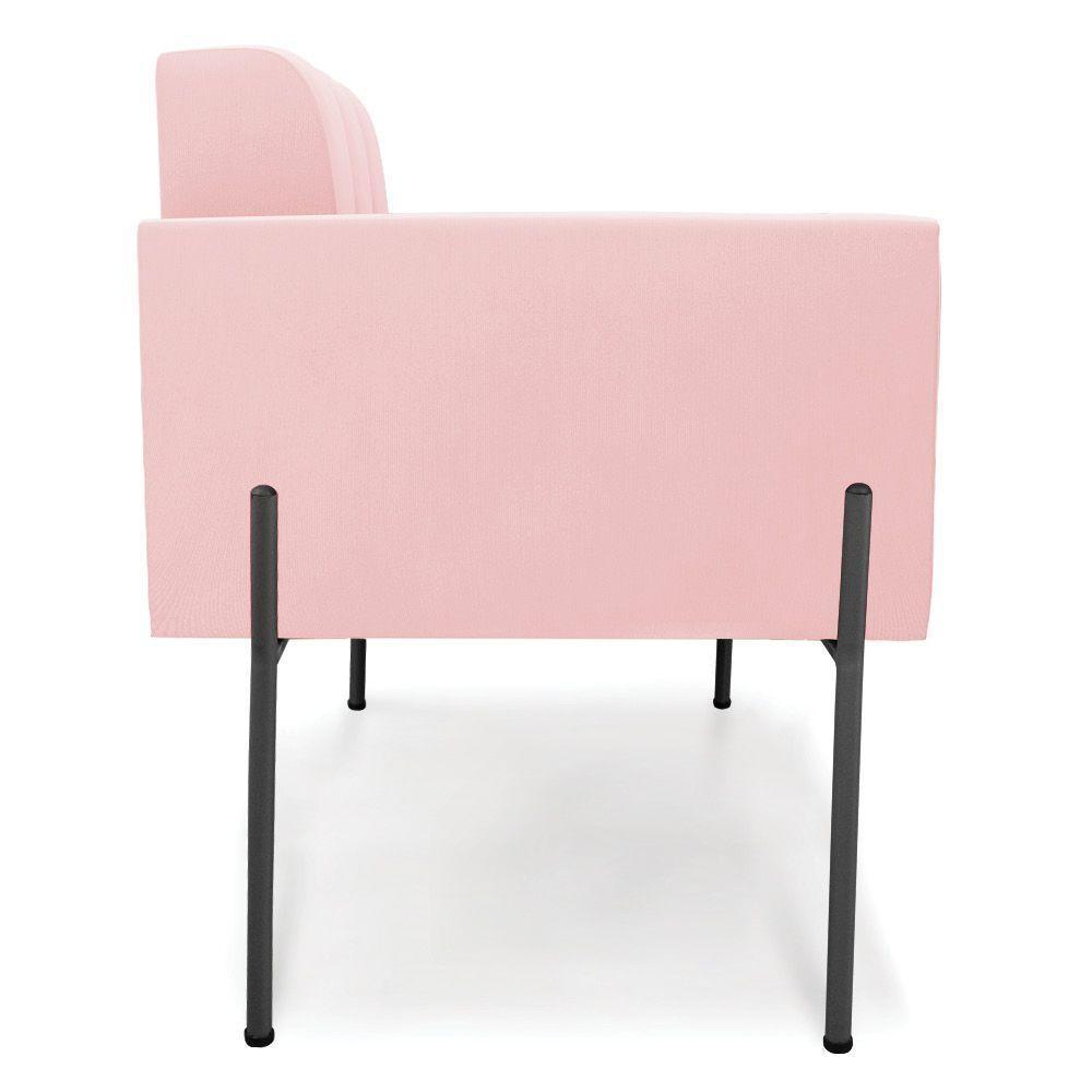 Poltrona Pé De Ferro Preto Para Sala Kit 2 Elisa Suede Rosa Bebê D03 - D'rossi - 6