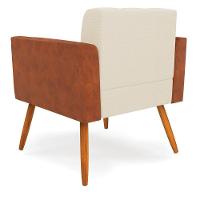 Poltrona Pés Palito Castanho Kit 2 Elisa Nozes-linho Bege A19 D03 - D'rossi - 3