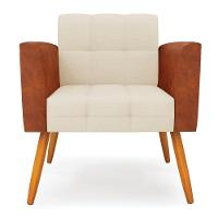 Poltrona Pés Palito Castanho Kit 2 Elisa Nozes-linho Bege A19 D03 - D'rossi - 6